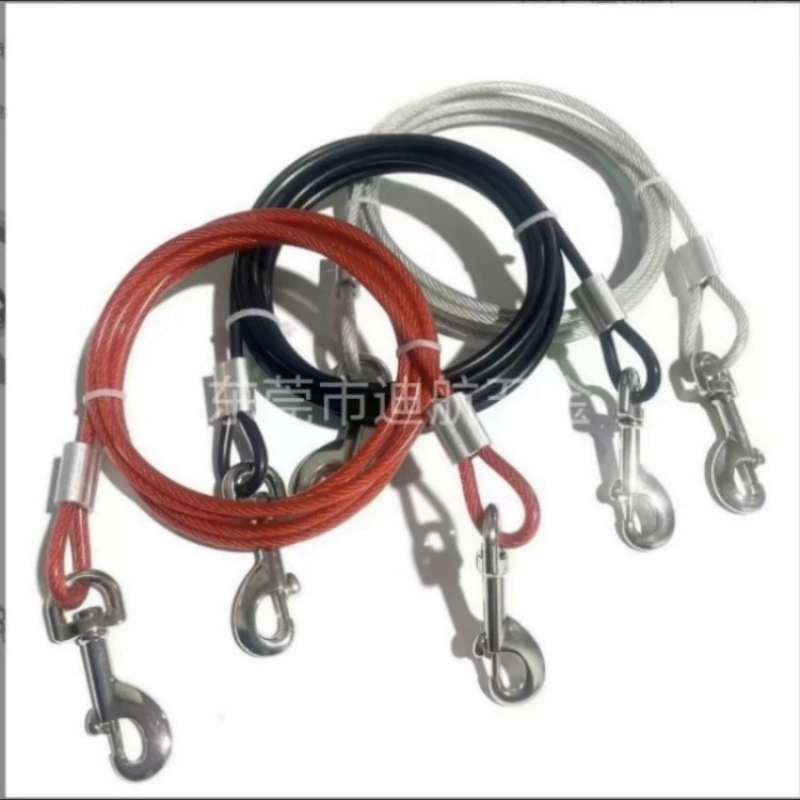 Новый поводок для домашних животных Amazon, прочный трос, поводок для собак, поводок для собак с двойным крючком из сплава с резиновым покрытием