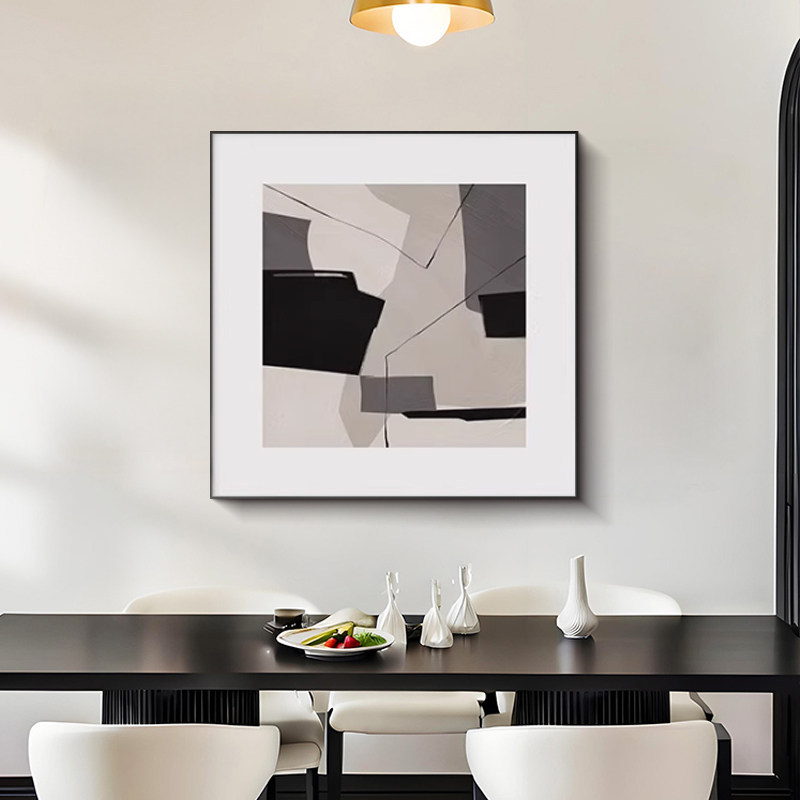 Blanco y negro gris abstracto decoración de comedor pintura moderna simple alta sensación de arte sala de estar colgar pintura pintura dormitorio pintura mural de mesa de comedor