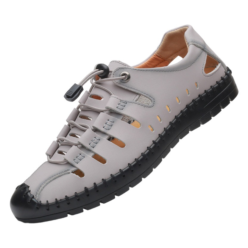 Verano nuevos hombres Sandalias Zapatos casuales de cuero hueco transpirable agujero zapatos de cuero fábrica al por mayor