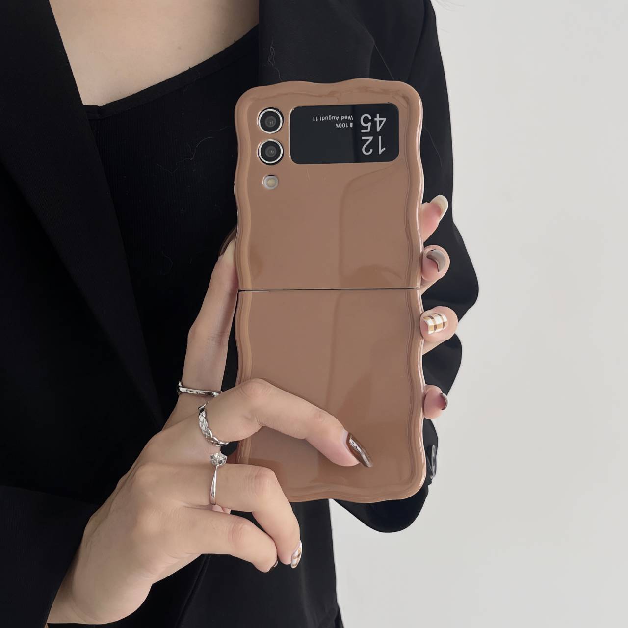 Crossbody-Kartenhalter für GalaxyZFlip5 Handyhülle Samsung ZFlip3/4 Schutzhülle Camellia Handschlaufe_voghion.com