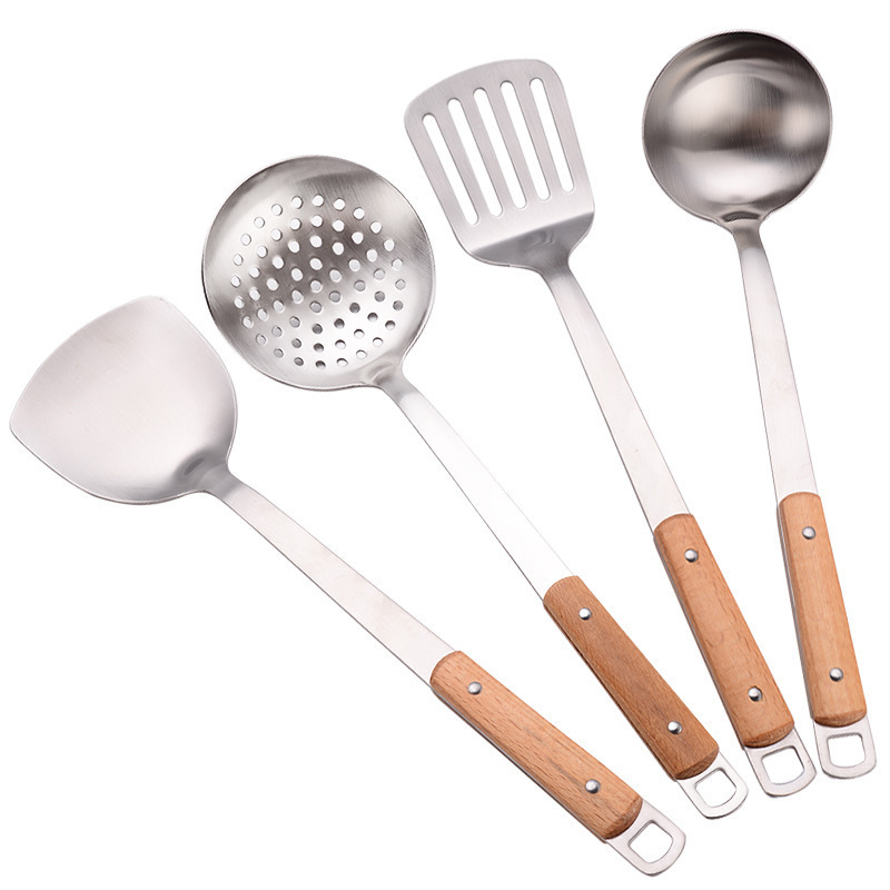 acero inoxidable utensilios de cocina de madera mango de galleta image 5