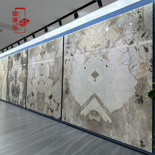 1600×3200×12大理石纹对拼岩板别墅挑空客厅电视背景墙轻奢对纹