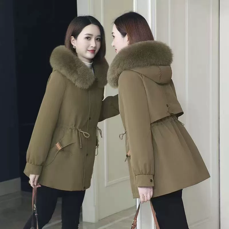 Long removable warm down jacket for mother, 2021 collection, mid-length