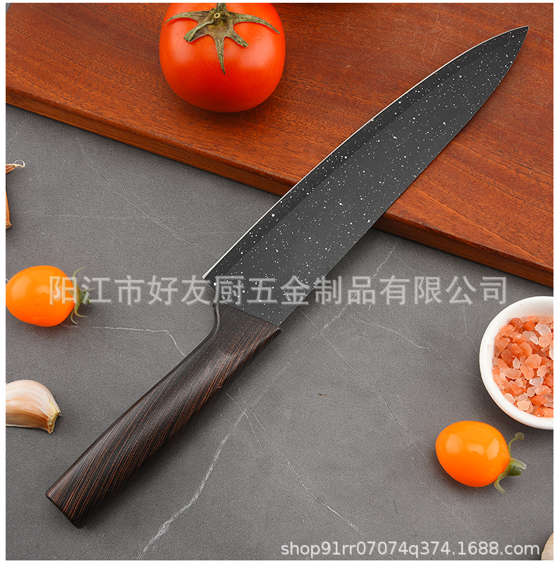 Edelstahl-Messer-Set mit gebürstetem Holzmuster-Griff, 6-teiliges Messer-Set, Küchenmesser für den Hausgebrauch, Obstmesser, Geschenkbox-Set