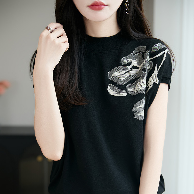 早秋半高领时尚提花针织打底衫女2025新款春秋洋气大码女装上衣批|undefined