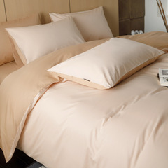 New All-Cotton A-Grade 100-Thread Pure Color Blended Silk Velvet Long-Staple Cotton Quilt Set Pure Cotton Luxurious Bed Sheet and Pillowcase Bedding