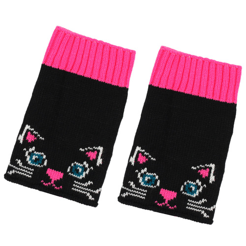 Knitted yarn cartoon cute embossed pattern short sock covers for women, short-length boot covers with multi-colored ribbed edges, short boot socks