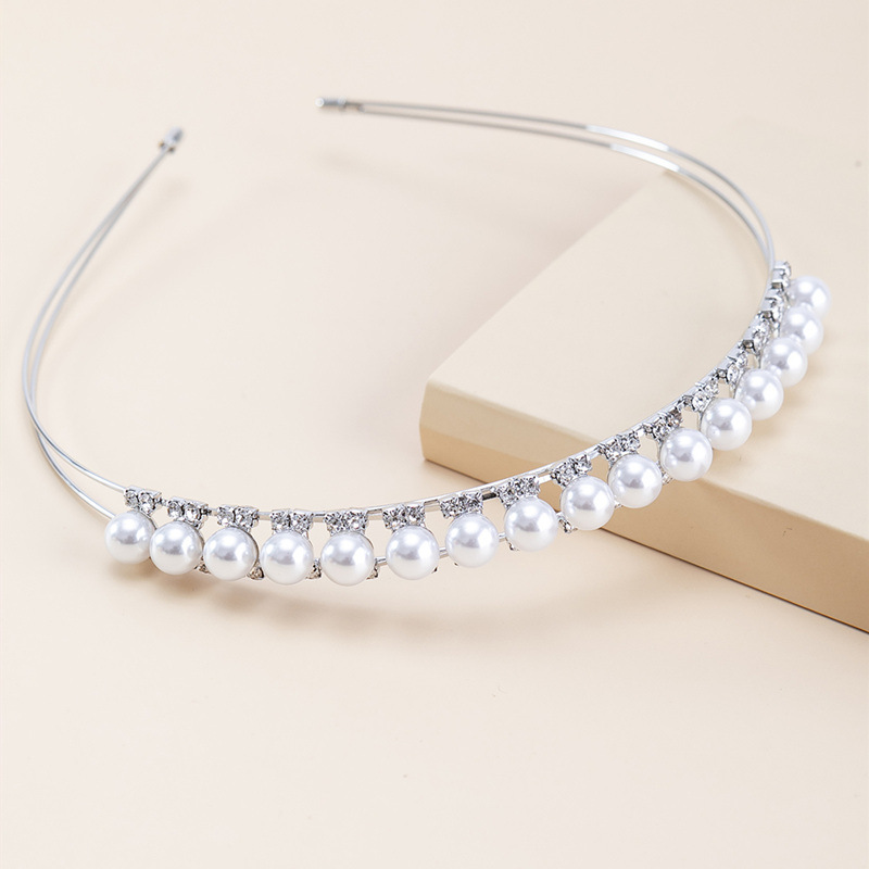 Geometric Pattern Women'S Gender Elegant Geometric Metal Inlay Artificial Pearls Rhinestones Hair Band