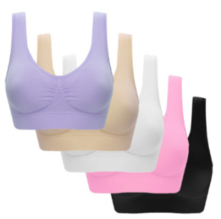 5-piece Genie bra wireless sports bra women's plus size double-layer seamless underwear vest bra