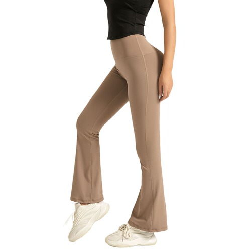Cross-border zone high-waist tummy-tucking yoga trumpet pants, bare skin fitness seamless breathable exercise tight pants