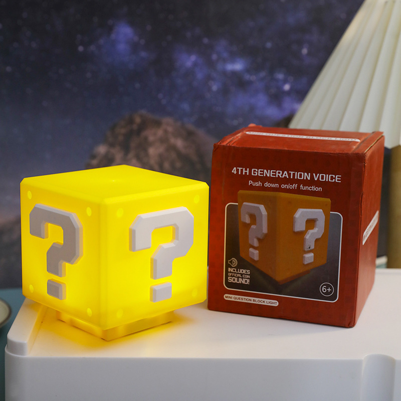 Super Mary LED Mario interrogación cuadro de lámpara silenciosa decoración de la habitación de cabecera de la cama luces de atmósfera creativas luces de noche