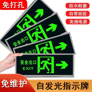 Luminous signs on the safety exit, fire emergency evacuation passage signs, pvc self-luminous signs, stickers