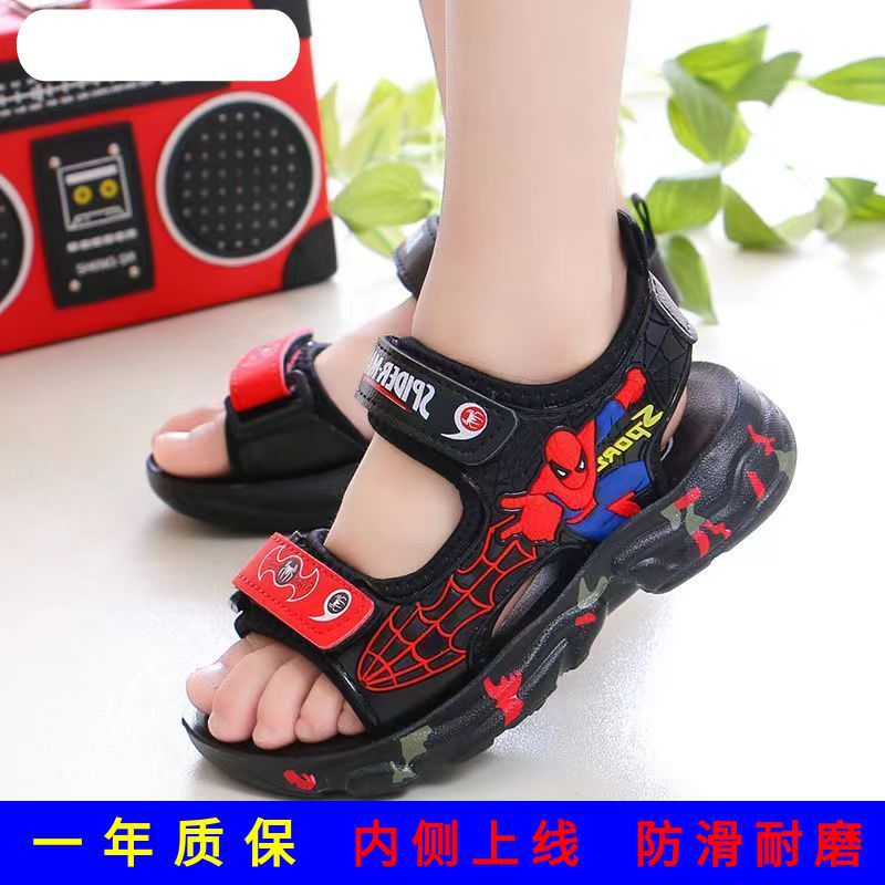 Children's Sandals Men's Spider-Man New 2024 Summer Boys' Shoes Non-Slip Soft Sole Medium and Large Children's Student Beach Shoes