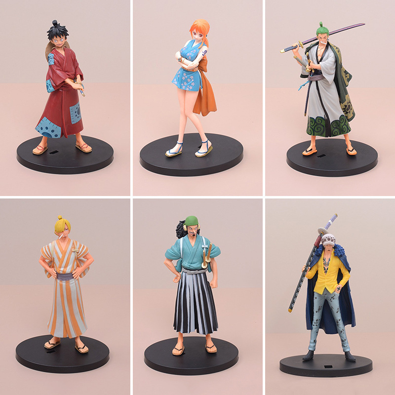 One Piece Wano Country Samurai Kimono Luffy Zoro Sanji Usopp Nami Luffy Figure Model Anime Ornament
