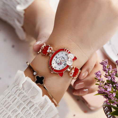 New style fashionable and cute children's watch student kids KT cat watch women's electronic quartz watch