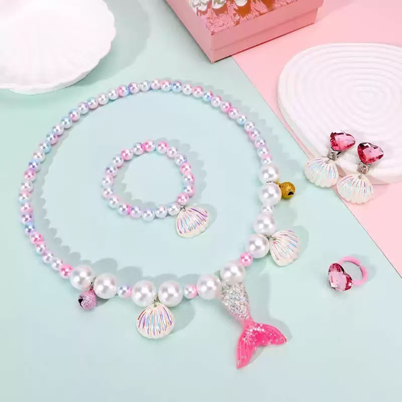 Collar de perlas para niños juegos de estudiantes collar de sirena para mujeres lindas transfronterizas accesorios de ropa de niñas mayorista
