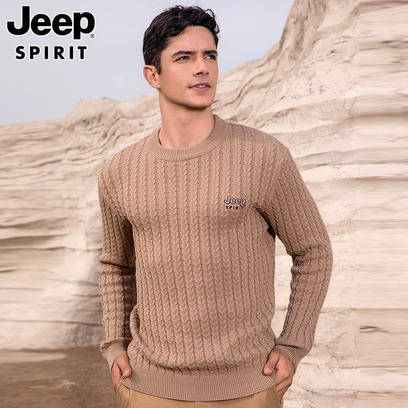 Jeep Spirit Winter Thickeneded Warm Round Neck Pullover Sweater for Men 2023 New Fashion Trendy Loose Jeep Spirit Winter Thickeneded Warm Round Neck Pullover Sweater for Men 2023 New Fashion Trendy Loose