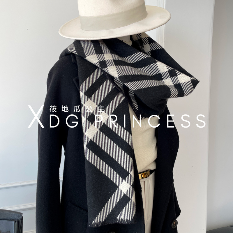 Japan~Dapai Classic Double-Sided Plaid Scarf Autumn and Winter Neck Protection Warm Wool Couple Scarf