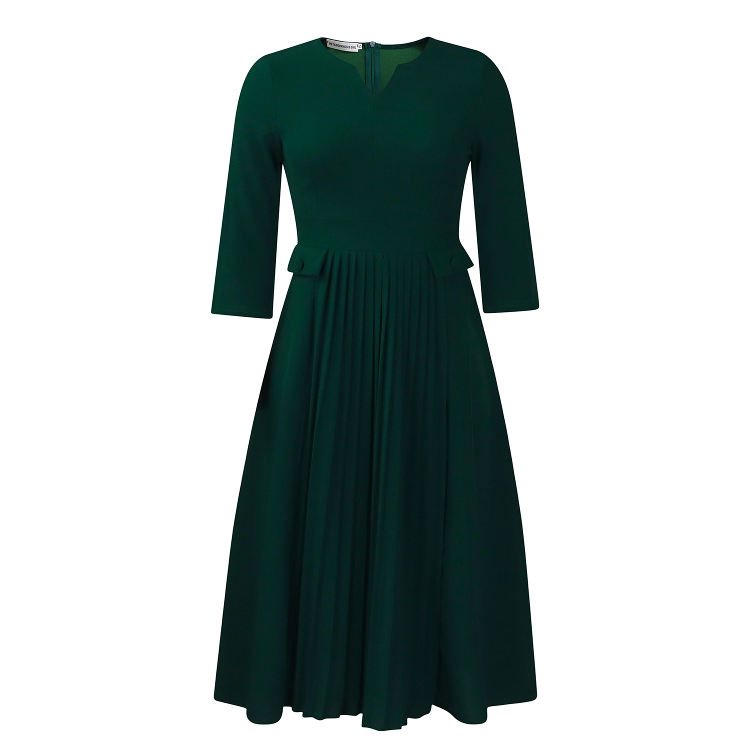 Plus Size Fashion Dress Solid Color Pleated Design Three Quarter Sleeve Casual or Formal Occasions Wholesale