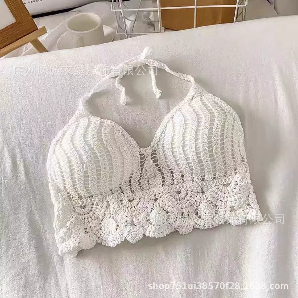 Сексуальная вязаная пляжная короткая майка, для маленькой фигуры, пляжный стиль