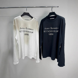 [Zero Color Difference] Acacouscneou Vintage 1996 Letter Print Thin Long-Sleeved T-Shirt for Men and Women, Loose Fit