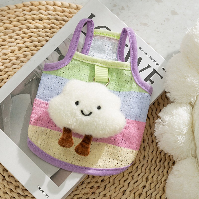 Perro de verano simple eslora de tracción a rayas gato mascota de verano de dos patas de peluche ropa de perro transpirable delgada