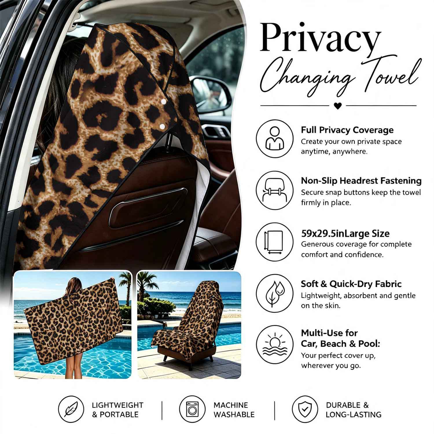 2-piece dual-use car seat cover, ultra-fine fiber, can be used as a beach towel, printed car protective seat cover 13