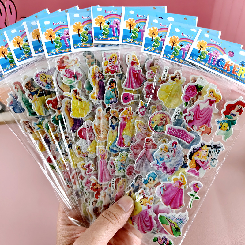 Pegatinas de burbujas de dibujos animados para niños Sanrio Kapibala Ice Animal Dinosaur Cars 3D Pegatinas estéreo