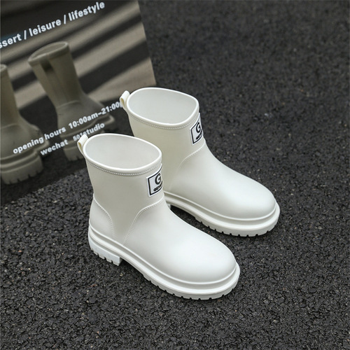 Cross-border exclusive fashion women's rain boots women's European and American style mid-calf rain boots women adult anti-slip wear-resistant waterproof rubber shoes