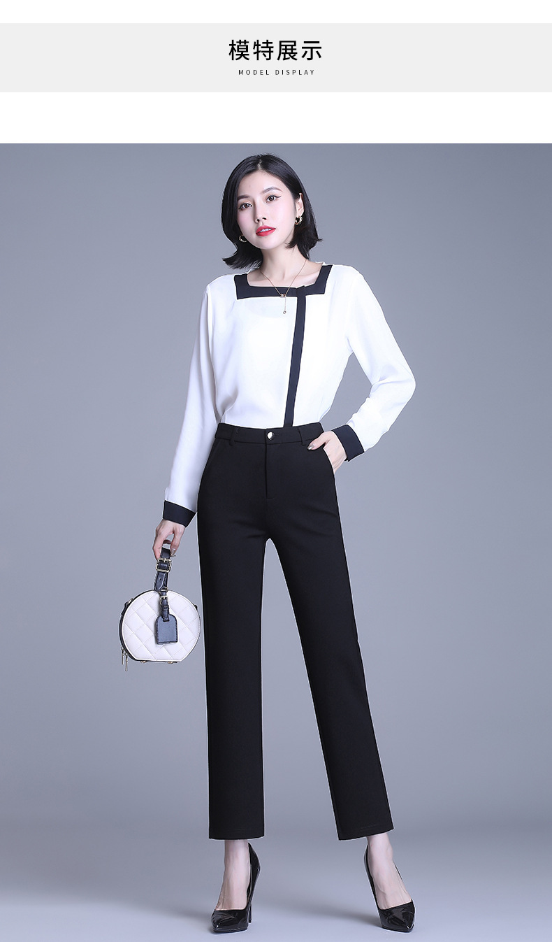 裤子女春秋百搭2023年新款黑色小脚裤高腰弹力休闲西装裤女垂坠感详情14