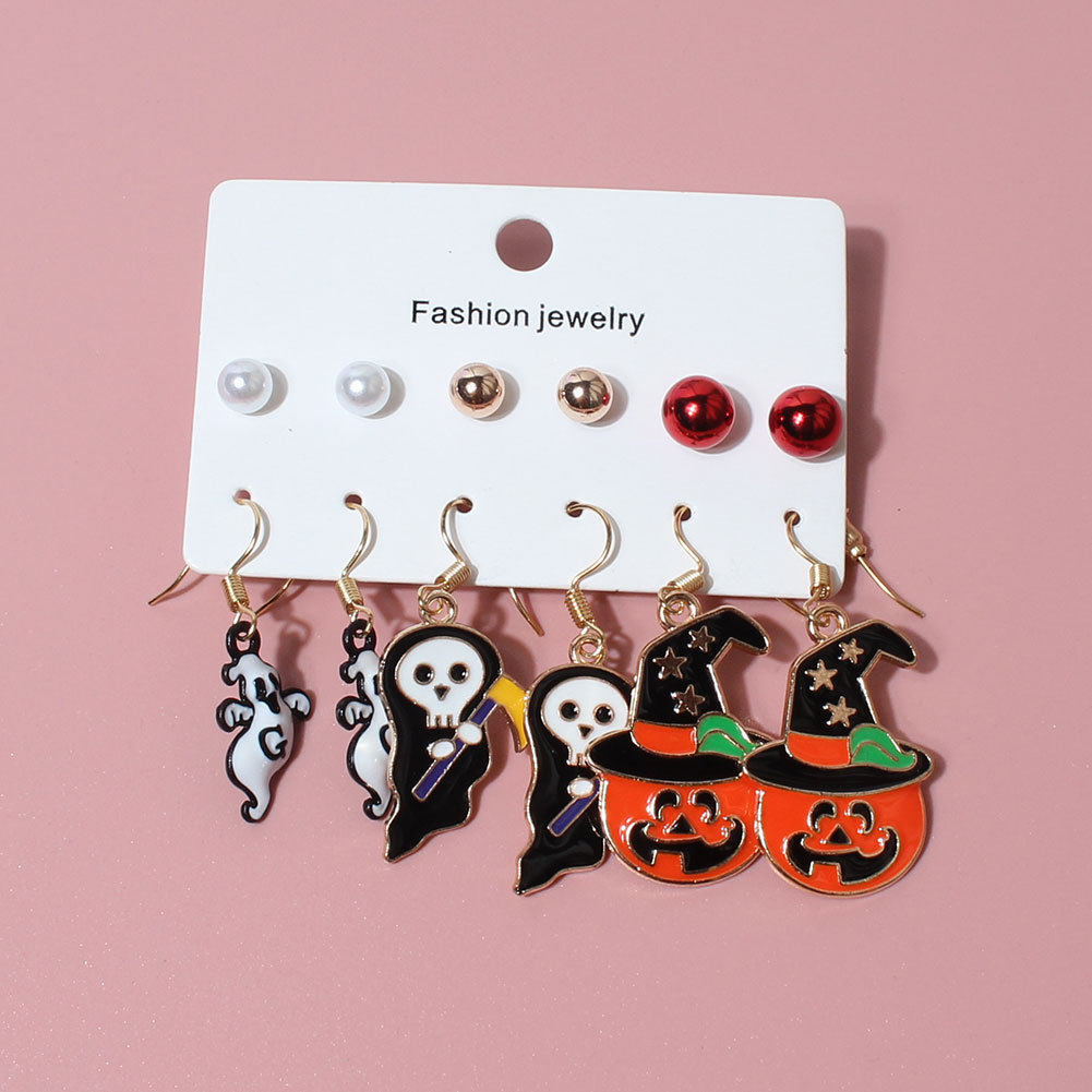 Holiday, Carnival, Street Occasion 1 Set Casual Funny Halloween Pattern Plating Alloy Earrings