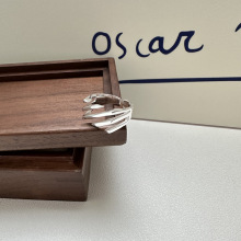 S925纯银韩版交叉斜纹小众设计感戒指韩国风时尚INS博主指环批发