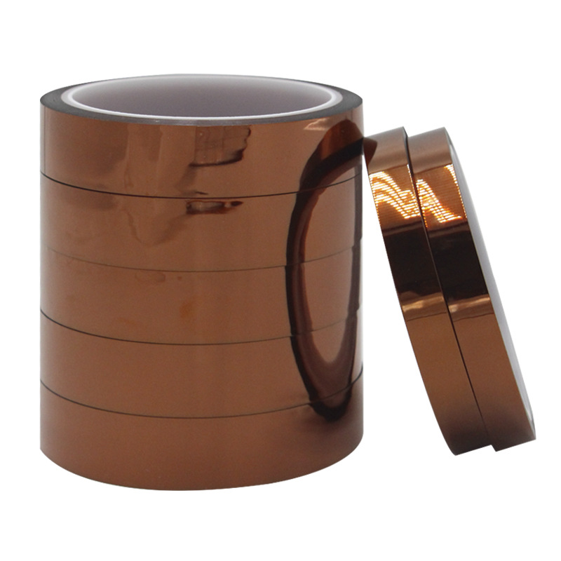 Cinta resistente a altas temperaturas de dedo dorado marrón PET Cinta de aislamiento de batería de litio Cinta de alta temperatura de dedo dorado sin pegamento residual