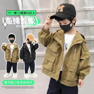Children's clothing boys' coat Spring and Autumn New style western style children's fried street spring hooded windbreaker boys' coat