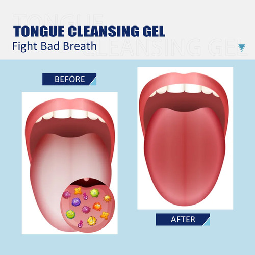 EELHOE Tongue Cleaning Gel with Brush Tongue Cleaning Oral Care Removes Oral Odor and Freshens Breath