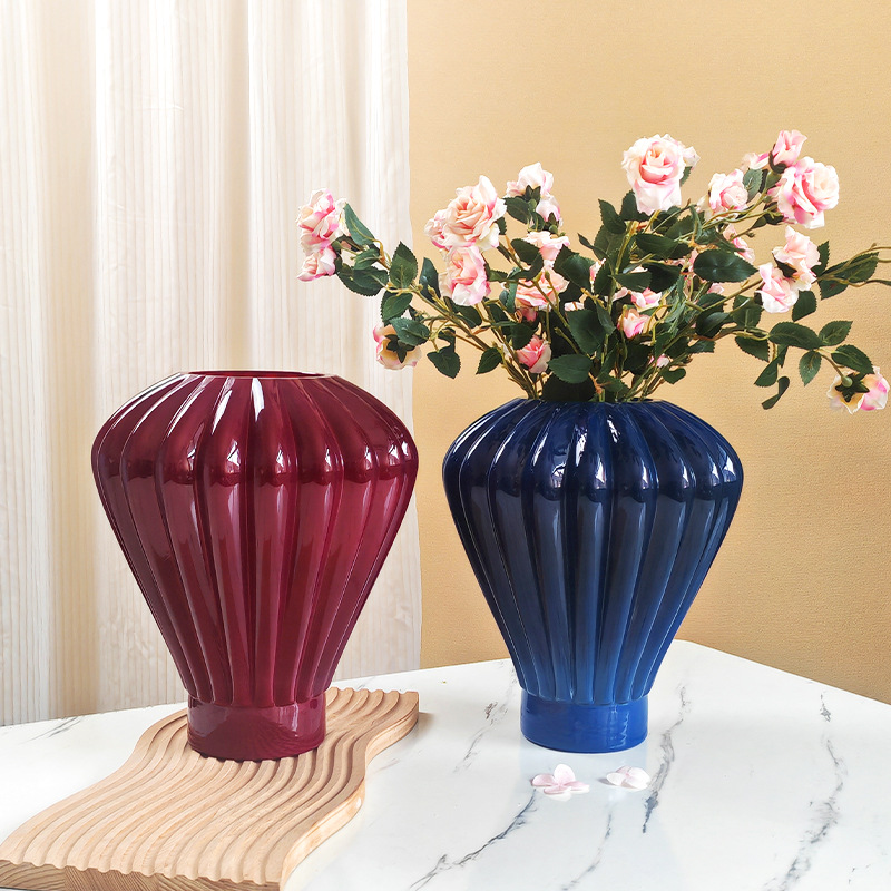Modern Art Lantern Vase High-grade Thick Bottom Glass Ornaments Simple Flower Arrange Decoration Ornaments Living Room Model Room