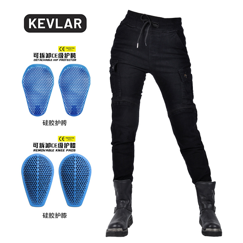 Pantalones de ciclismo de motocicleta, motocicleta casual, kevlar, jeans de camuflaje anti-caída, pantalones roscados, piernas, caballero