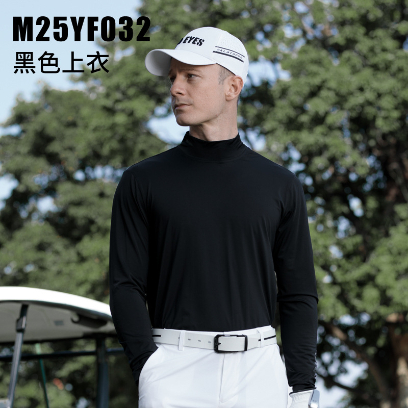 M25YF032 đen lụa lạnh tay dài [lụa lạnh mát/lưới thoáng khí sau lưng/mềm dẻo đàn hồi cao]