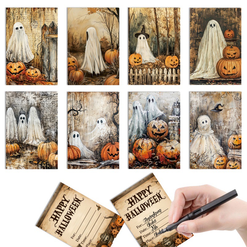 Nuevas tarjetas de invitación de decoración de fiesta de Halloween tarjetas de felicitación para la cena Happy Halloween creativas tarjetas fantasmas