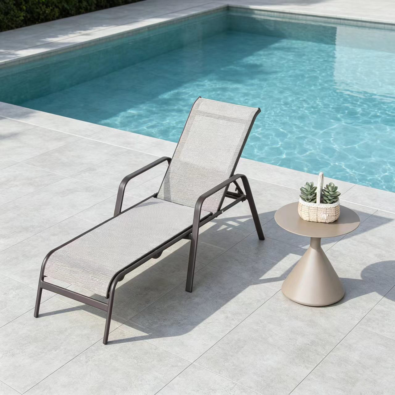 Cama de playa silla de playa de ocio piscina balcón patio piscina de ocio al aire libre silla de siesta plegable portátil image 10
