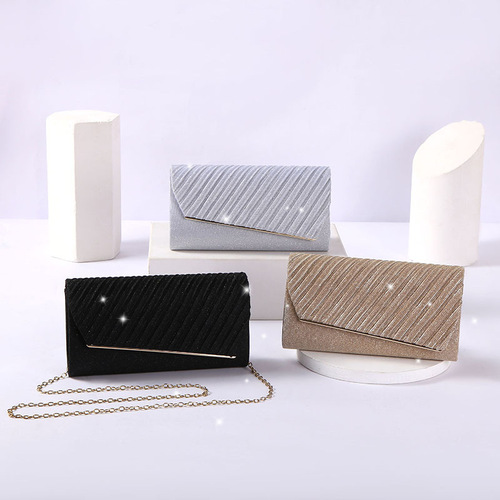 Cross-border lady's temperament cross-body bag, banquet fine glitter twill handheld bag, European and American bar handbag wholesale
