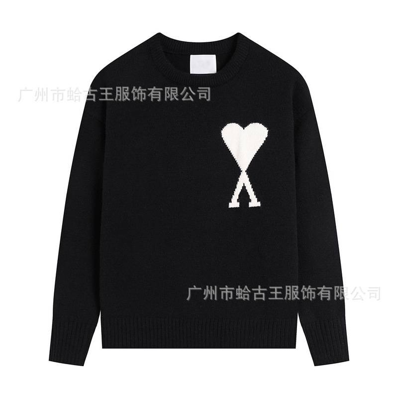AMI ANCIENT 秋冬新款男女情侣休闲圆领毛衣提花爱心保暖针织上衣|undefined