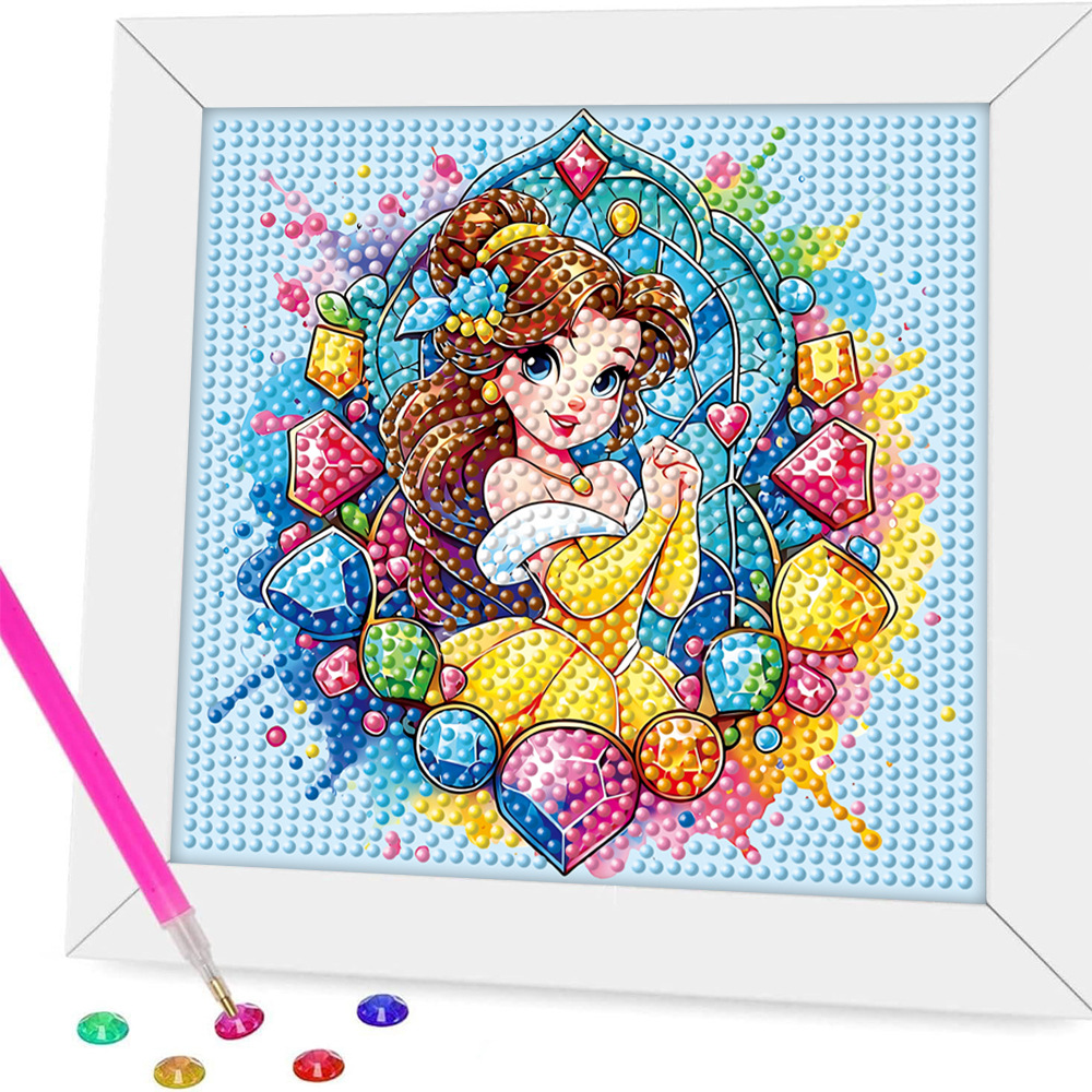 Nueva pintura de diamantes para niños, pegatinas de diamantes de princesa, pintura de diamantes con puntos bonitos, pintura de diamantes educativa hecha a mano para jardín de infantes