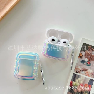 IMD电镀镭射变色龙苹果蓝牙耳机套定制airpods1/2 3 4代pro2OEM