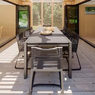 Outdoor Rope Table and Chair Combination Outdoor Garden Courtyard Terrace Leisure Balcony Hotel Restaurant Anticorrosive Wood Dining Table and Chair