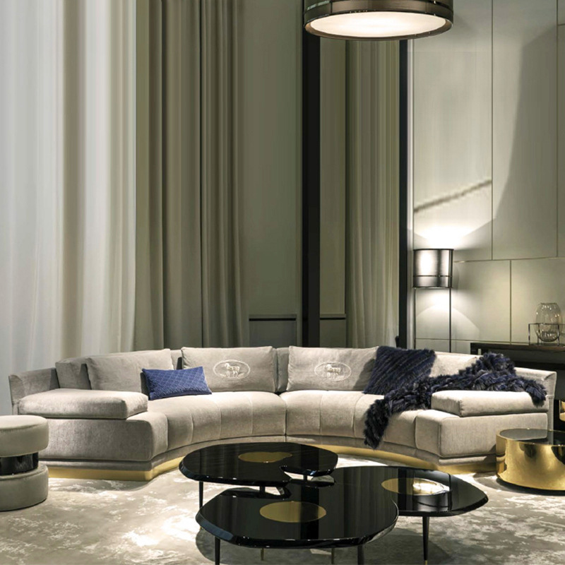 意大利輕奢圓弧沙發設計師港式樣板房別墅大平層高端高定沙發