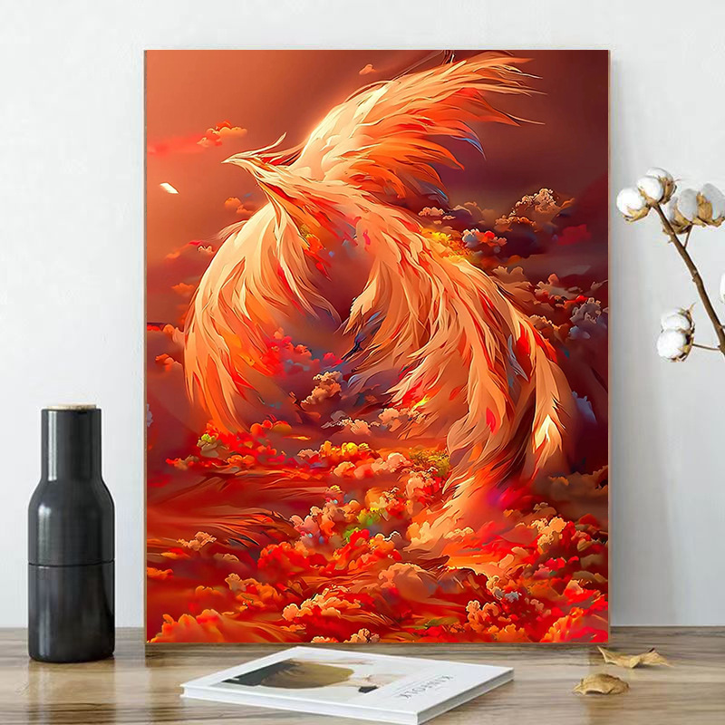 diy digital oil painting phoenix nirvana elk gift xiaohongshu shopee creative toy handmade