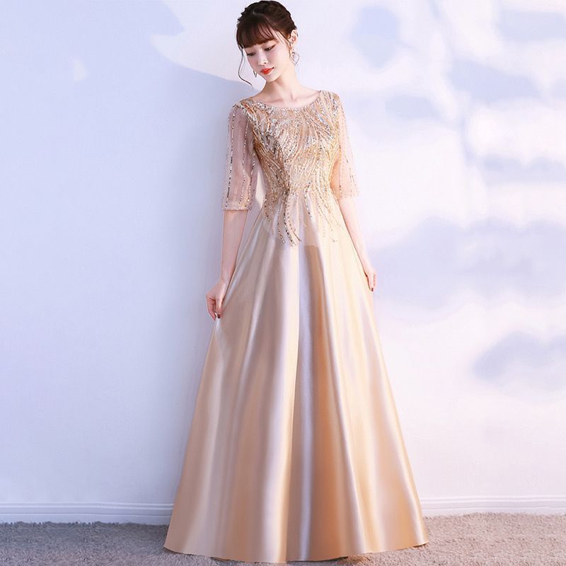 新しいロングスカート大人のコーラスパフォーマンス服赤い歌ホスト合唱団気質パフォーマンス競技会服ドレス|undefined