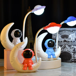 Космонавт, луна, светодиодный ночник, атмосферное украшение для кровати для школьников, чтение, настольная лампа