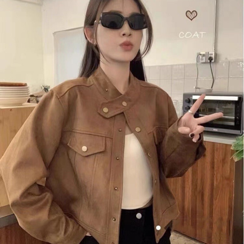 美拉德秋冬新款宽松设计短款显瘦外套小个子长袖夹克上衣外套女|undefined